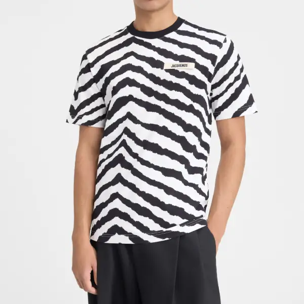Jacquemus Gros Grain T Shirt zèbre noir et blanc devant