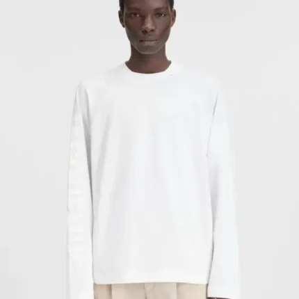 Le T Shirt Typo Manches Longues Blanc devant
