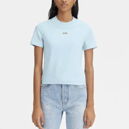 Femmes Le T-Shirt Gros Grain Bleu Clair